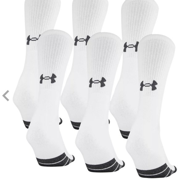 Under Armour 6 Pairs Performance Socks White Youth Size 13.5-4 1348012 100 - Picture 2 of 5